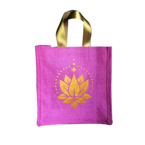 Lotus print jute bags