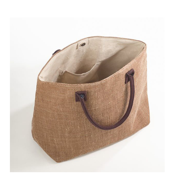 Jute Hand Bag with Brown Handle