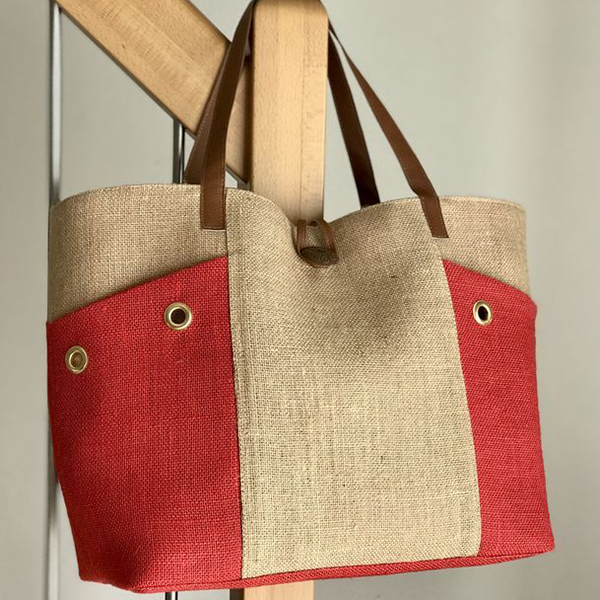 Red and Natural Modern Jute bags